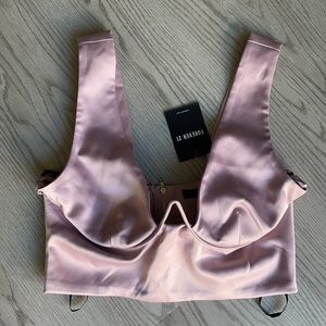 NEW Forever 21 Cropped Satin Top Small Pink